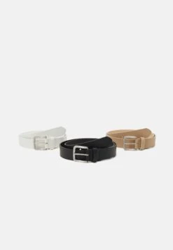Pier One 3 Pack Unisex - Riem - Black/Beige/White